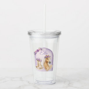 Flickor Lila Blommig Häst Take Away Mugg