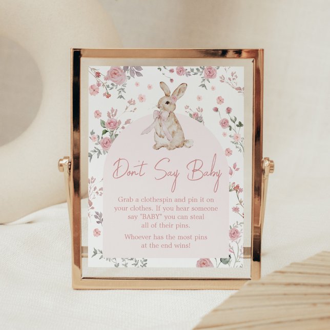 Flickor, lite barnskor, säg inte Baby Poster (Pink Some Bunny Baby Shower Don't Say Baby Sign)