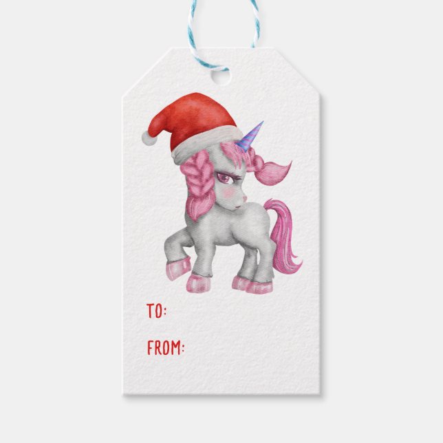 Flickor Magic Unicorn Rainbow Kids jul Presentetikett (Framsidan)