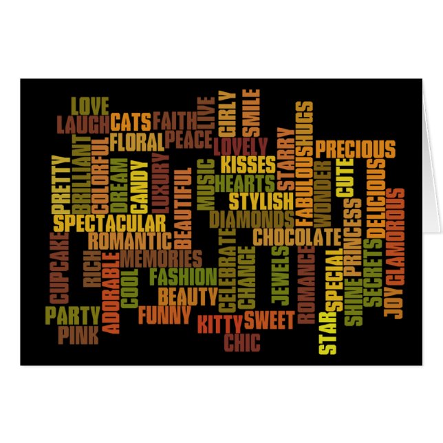 Flickor, märkre, ord hälsningskort (Framsidan Horizontal)