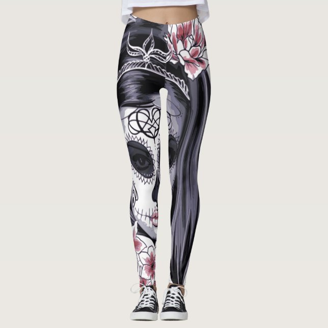 Flickor maskerar damasker för Halloween Leggings (Framsida)