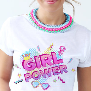 Flickor med 80-talets 90-tal Retro Groovy Bright f T Shirt