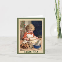 Flickor med bakverk med recept-julkort