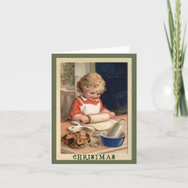 Flickor med bakverk med recept-julkort helgkort