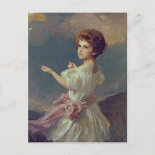 Flickor med ballonger vykort (Framsida)