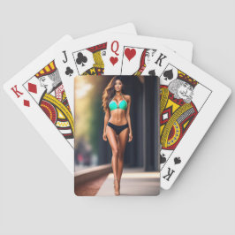 Flickor med bikini i högklackar Spelkort