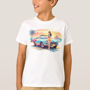 Flickor med bil och drömnatur t shirt