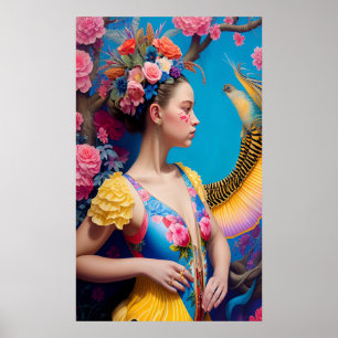 Flickor med blommigt baddräkt poster