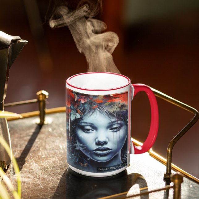 Flickor med blommor Version 1 Kaffemugg (Girl with flowers Version 1 Coffee Mug
)