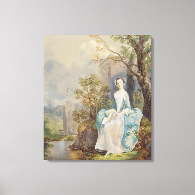 Flickor med Bok i en park, 1750 (olja på Canvastryck (Framsida)