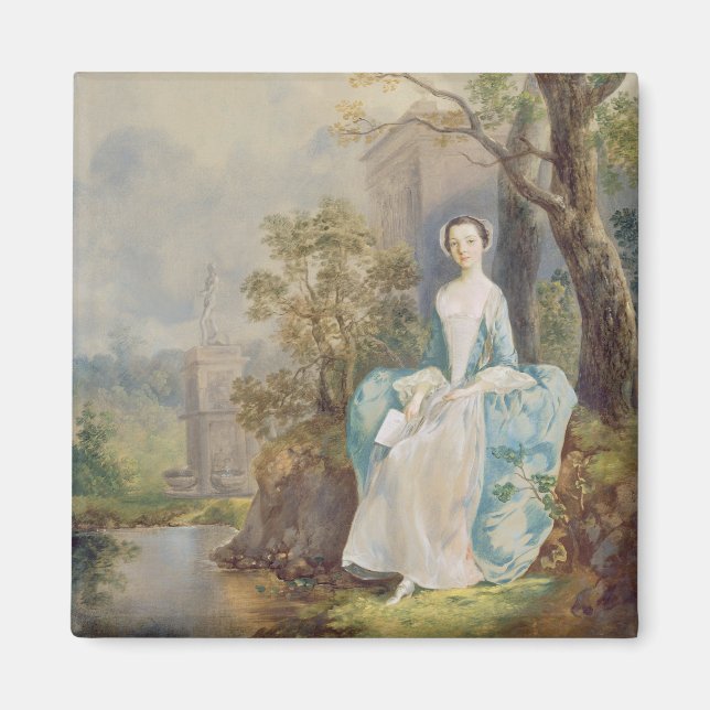 Flickor med Bok i en park, 1750 (olja på Magnet (Framsidan)