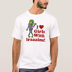 Flickor med Brains Zombie T Shirt