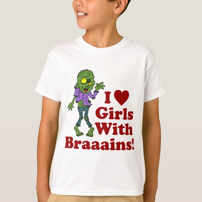 Flickor med Brains Zombie Tee (Framsida)