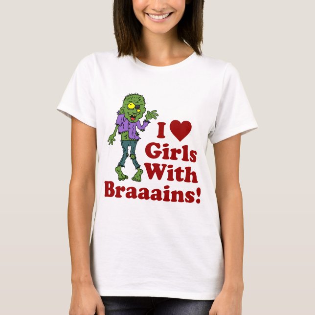 Flickor med Brains Zombie Tröja (Framsida)