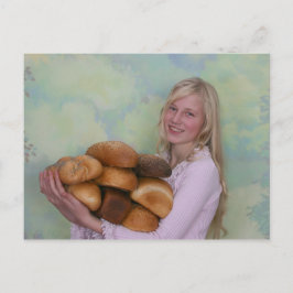 Flickor med bröd vykort