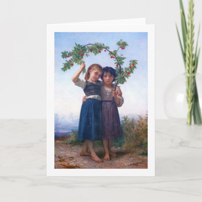 Flickor med Cherry Gren, Bouguereau Kort (Framsida)