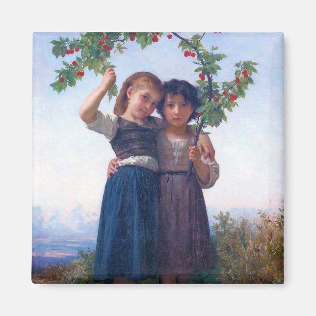 Flickor med Cherry Gren, Bouguereau Magnet (Framsidan)