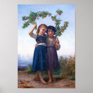 Flickor med Cherry Gren, Bouguereau Poster