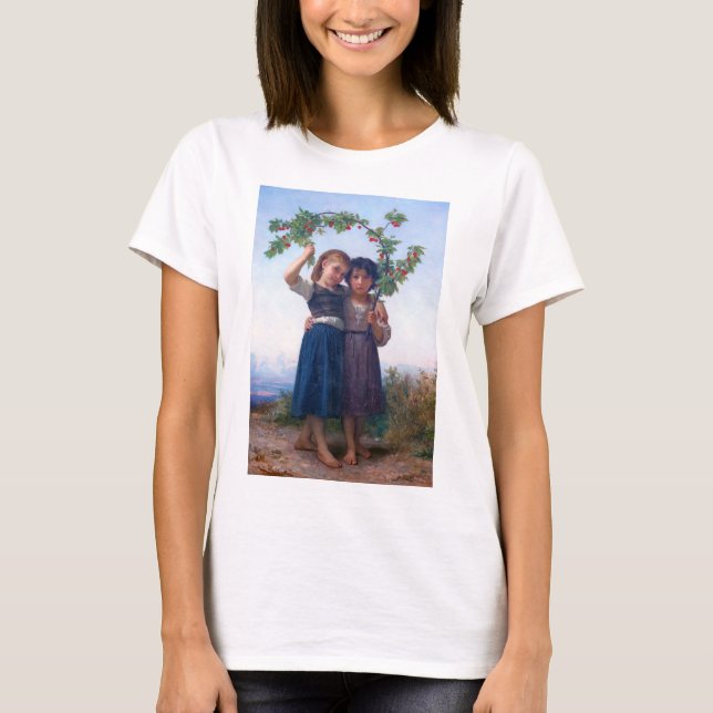 Flickor med Cherry Gren, Bouguereau T Shirt (Framsida)