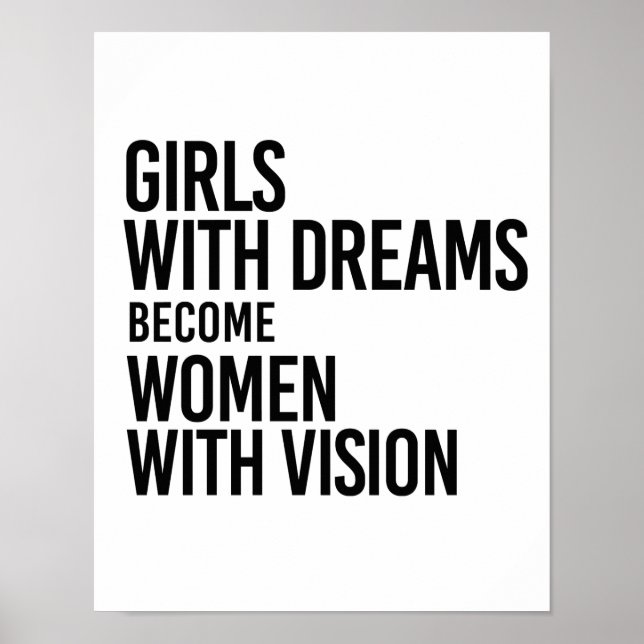Flickor med drömmar blir kvinnor med visioner - poster (Framsidan)