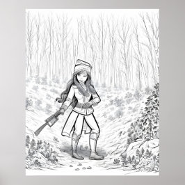 Flickor med en borom i vinterskogen poster