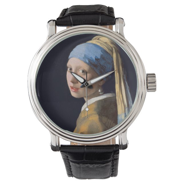 Flickor med en öronmärkning av Johannes Vermeer Armbandsur (Framsida)
