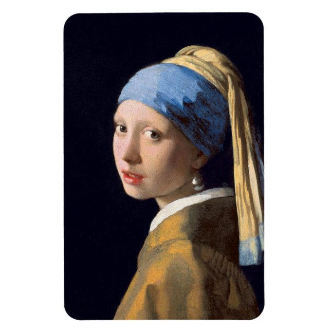 Flickor med en öronmärkning av Johannes Vermeer Magnet (Vertikal)