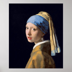 Flickor med en öronmärkning av Johannes Vermeer Poster