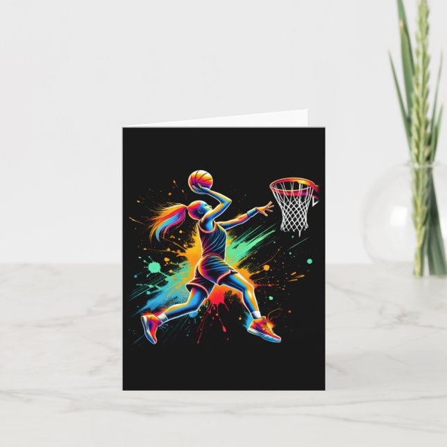 Flickor med färgstarka basketspelare kort (Framsida)