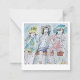 Flickor med födelsedagskort med iskräm anteckningskort