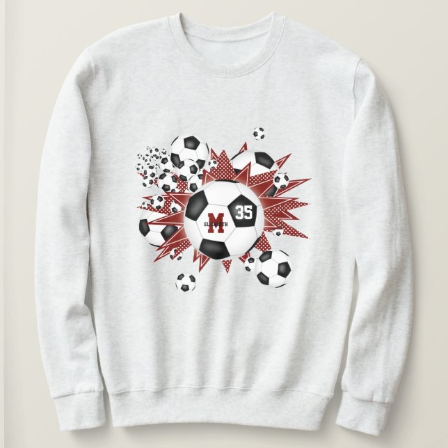 Flickor med fotboll blåser ut med maronvita stjärn t shirt (Design framsida)