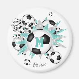 Flickor med fotbollar stjärnor med lätt personlig magnet