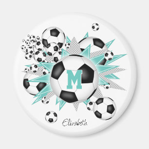 Flickor med fotbollar stjärnor med lätt personlig magnet