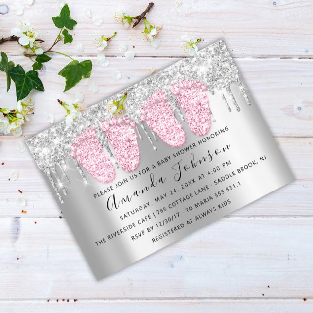 Flickor med fötter-Twillingar i Silver Grått  Inbjudningar (Skapare uppladdad)