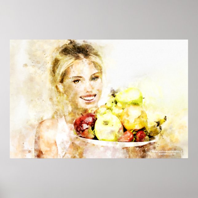 Flickor med frukt poster (Framsidan)