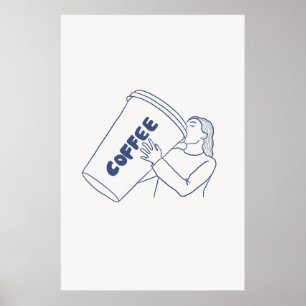 Flickor med giant kaffe Kopp Skriv ut Mysigt kaffe Poster