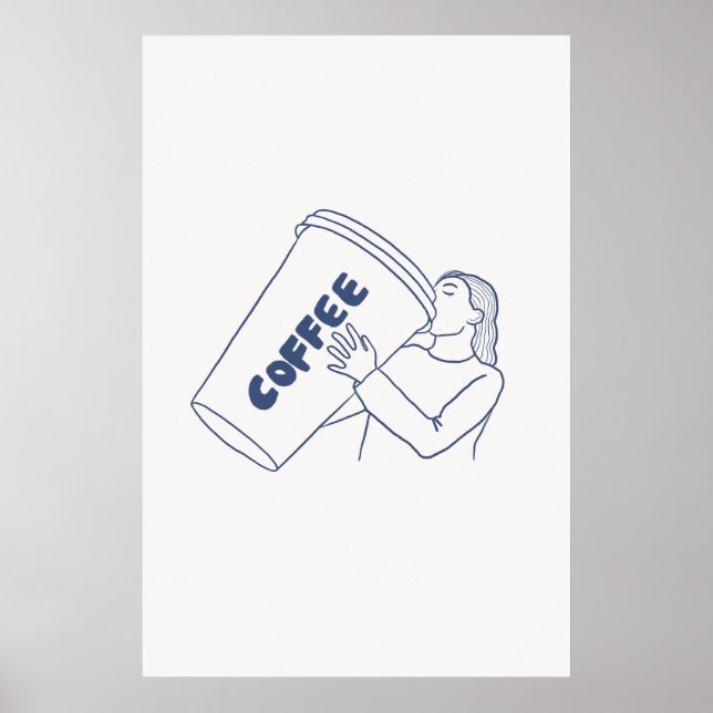 Flickor med giant kaffe Kopp Skriv ut Mysigt kaffe Poster (Framsidan)