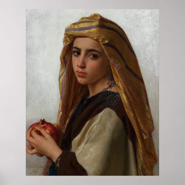 Flickor med granatäpple - 1875 Bouguereau Painting Poster (Framsidan)