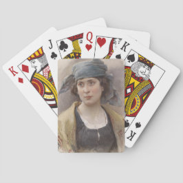 Flickor med Grönt Headscarf (av Ludwig Passini) Casinokort