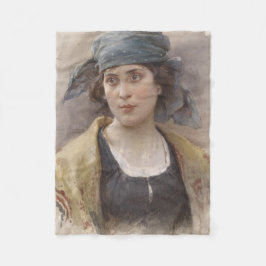 Flickor med Grönt Headscarf (av Ludwig Passini) Fleecefilt