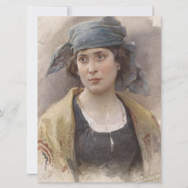 Flickor med Grönt Headscarf (av Ludwig Passini) Kort