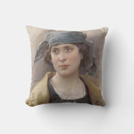 Flickor med Grönt Headscarf (av Ludwig Passini) Kudde