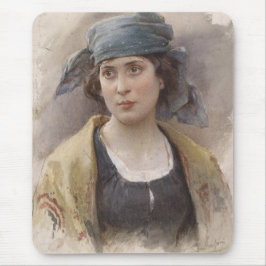 Flickor med Grönt Headscarf (av Ludwig Passini) Musmatta