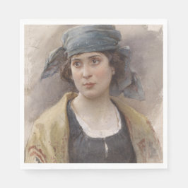 Flickor med Grönt Headscarf (av Ludwig Passini) Pappersservett