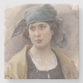 Flickor med Grönt Headscarf (av Ludwig Passini) Stenunderlägg