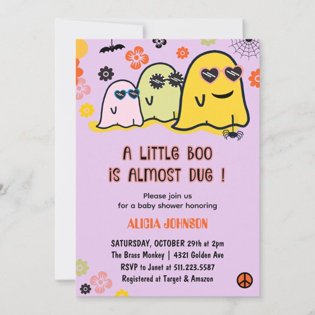 Flickor med halloween-babyskor inbjudningar (Framsida)