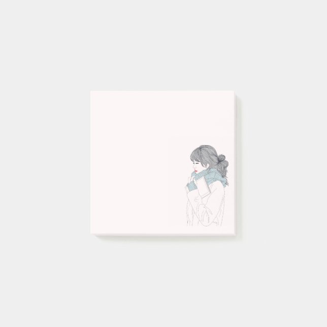 Flickor med illustration av coolan scarf post-it block (Framsida)