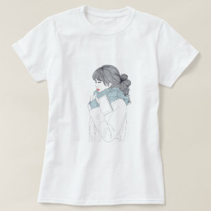 Flickor med illustration av coolan scarf t shirt