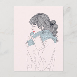 Flickor med illustration av coolan scarf vykort