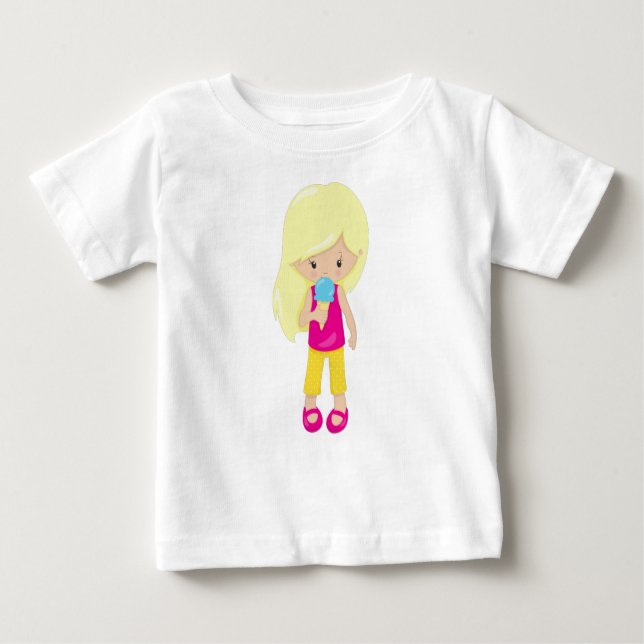 Flickor med iskräm, blått hår, cute Girl T Shirt (Framsida)